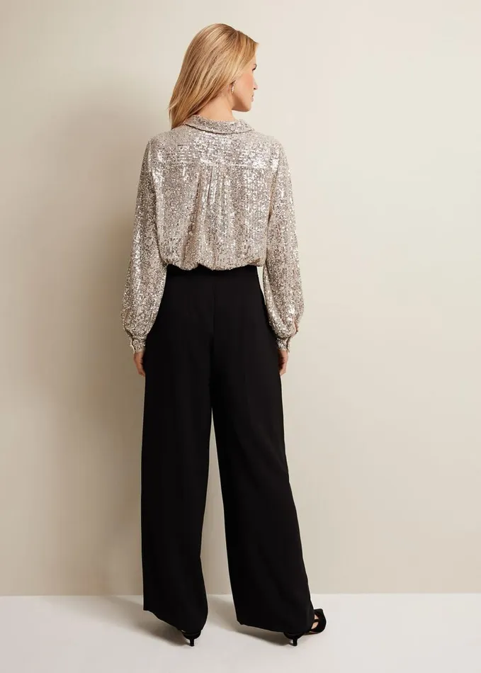 Phase Eight Florentine Wide Leg Trousers Black Women Trousers