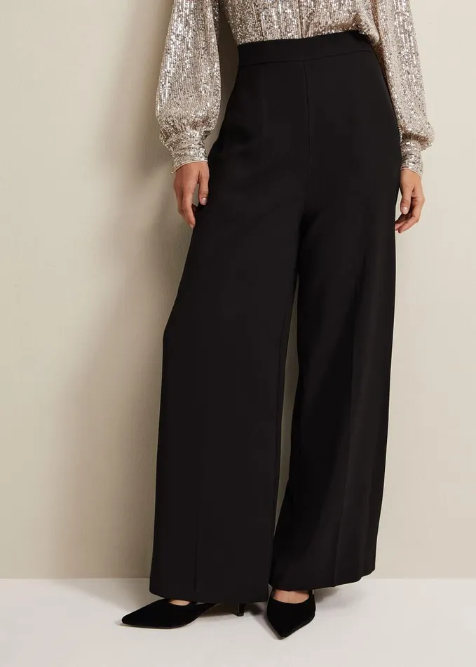 Phase Eight Florentine Wide Leg Trousers Black Women Trousers