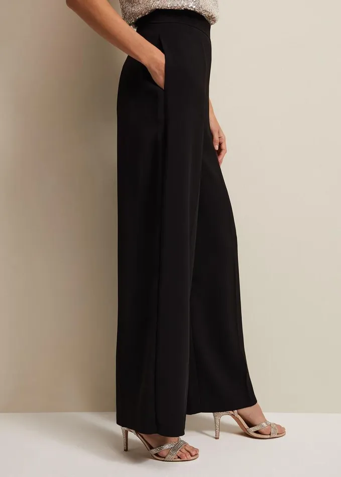 Phase Eight Florentine Wide Leg Trousers Black Women Trousers