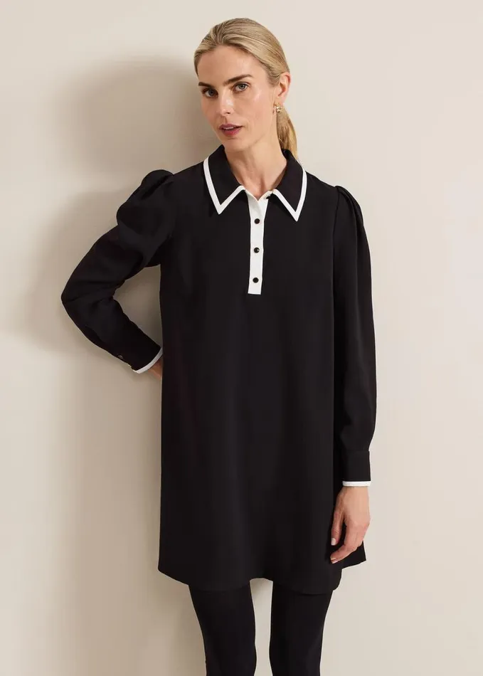 Phase Eight Gina Black Collar Swing Dress Black Women Dresses