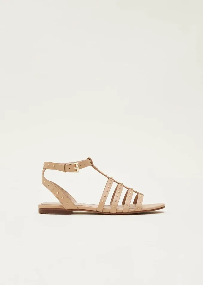 Phase Eight Gladiator Leather Flat Sandals Tan Women Flats