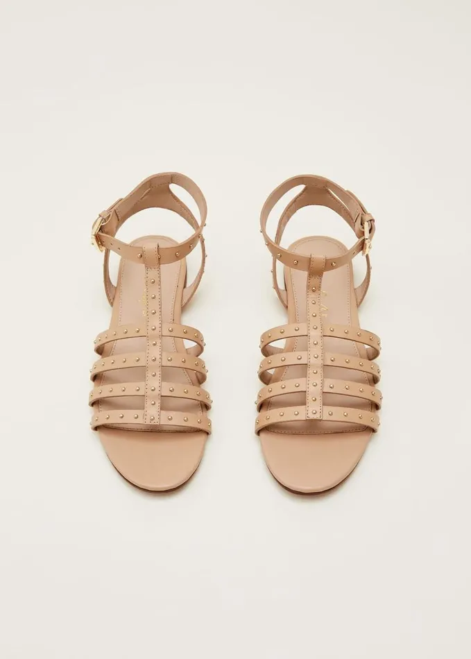Phase Eight Gladiator Leather Flat Sandals Tan Women Flats