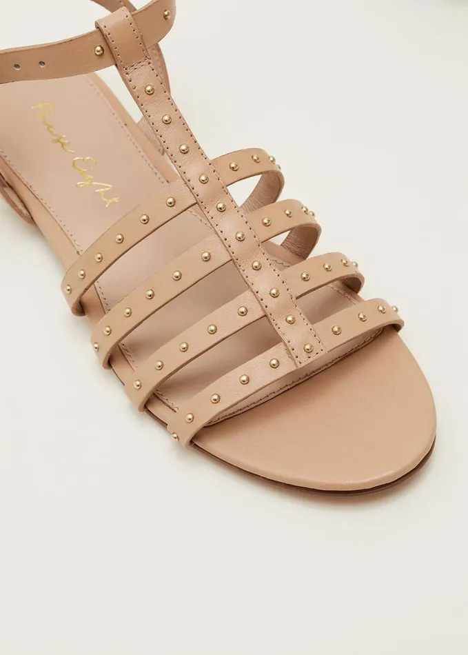 Phase Eight Gladiator Leather Flat Sandals Tan Women Flats