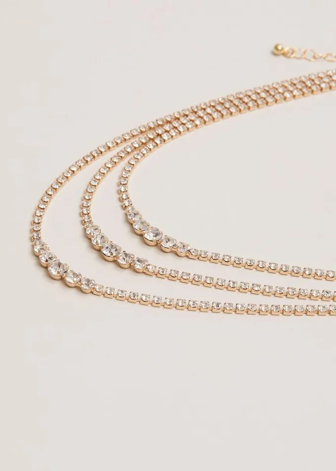 Phase Eight Gold Sparkle Triple Layer Necklace Gold Women Jewellery