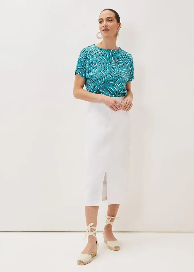 Phase Eight Grace Geo Tile Print Top Turquoise Women Tops and TShirts