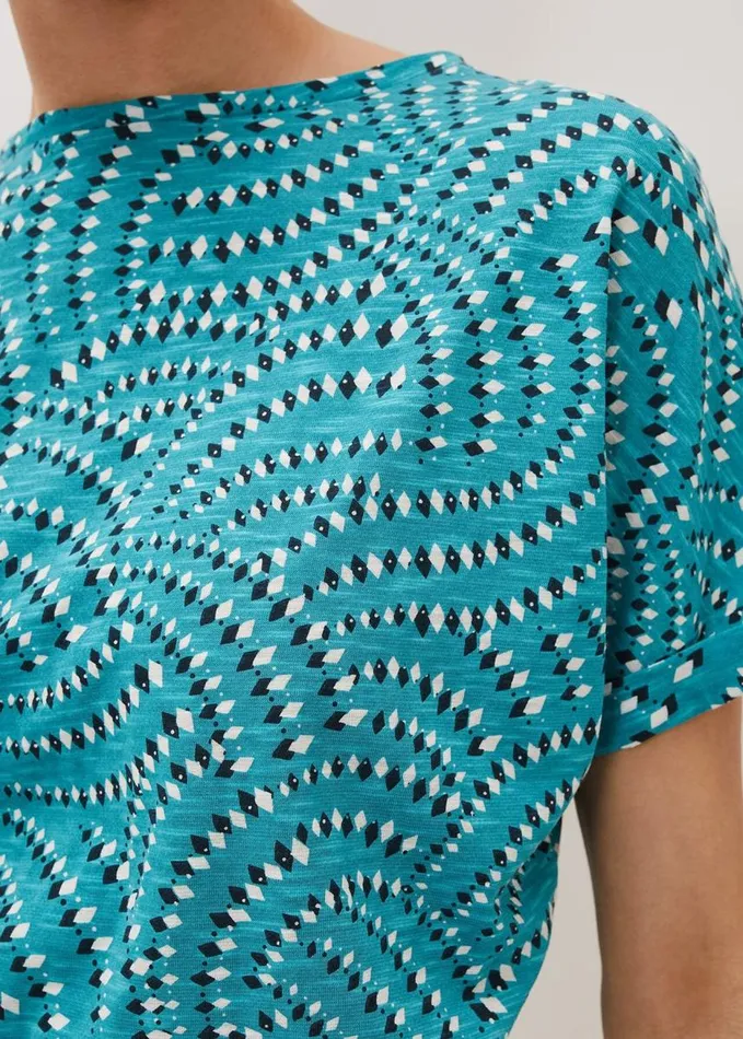 Phase Eight Grace Geo Tile Print Top Turquoise Women Tops and TShirts