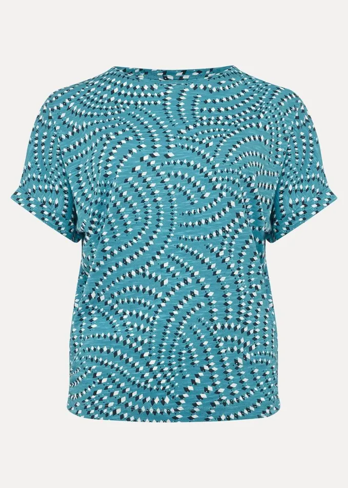 Phase Eight Grace Geo Tile Print Top Turquoise Women Tops and TShirts
