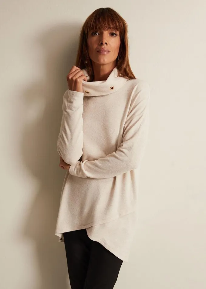 Phase Eight Gwen Eyelet Snuggle Top Oatmeal Women Tops and TShirts