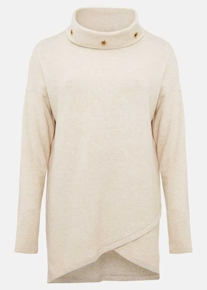 Phase Eight Gwen Eyelet Snuggle Top Oatmeal Women Tops and TShirts