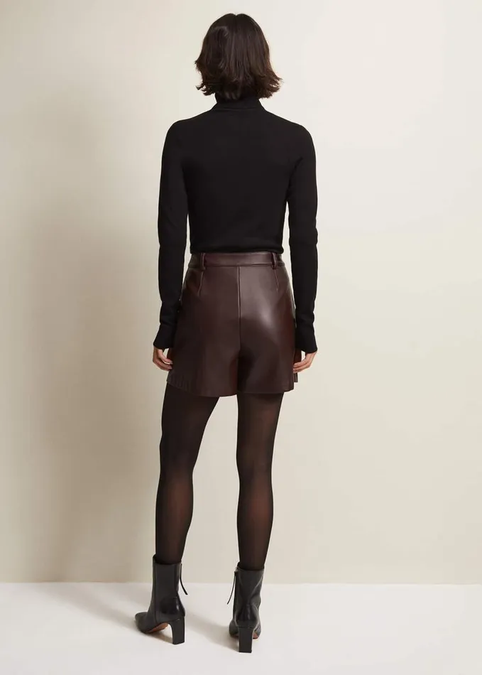 Phase Eight Hadley Faux Leather Shorts Burgundy Women Trousers