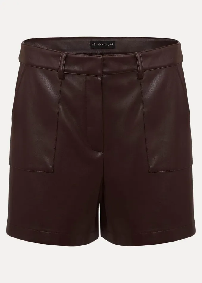 Phase Eight Hadley Faux Leather Shorts Burgundy Women Trousers