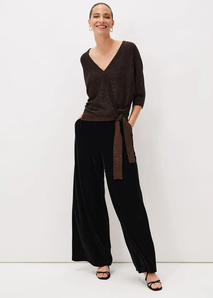 Phase Eight Harper Wrap Knit Top Bronze Women Knitwear