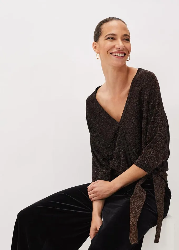 Phase Eight Harper Wrap Knit Top Bronze Women Knitwear