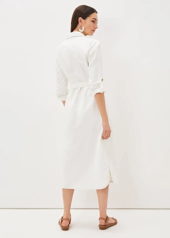 Phase Eight Hettie Denim Shirt Dress Putty White Women Dresses