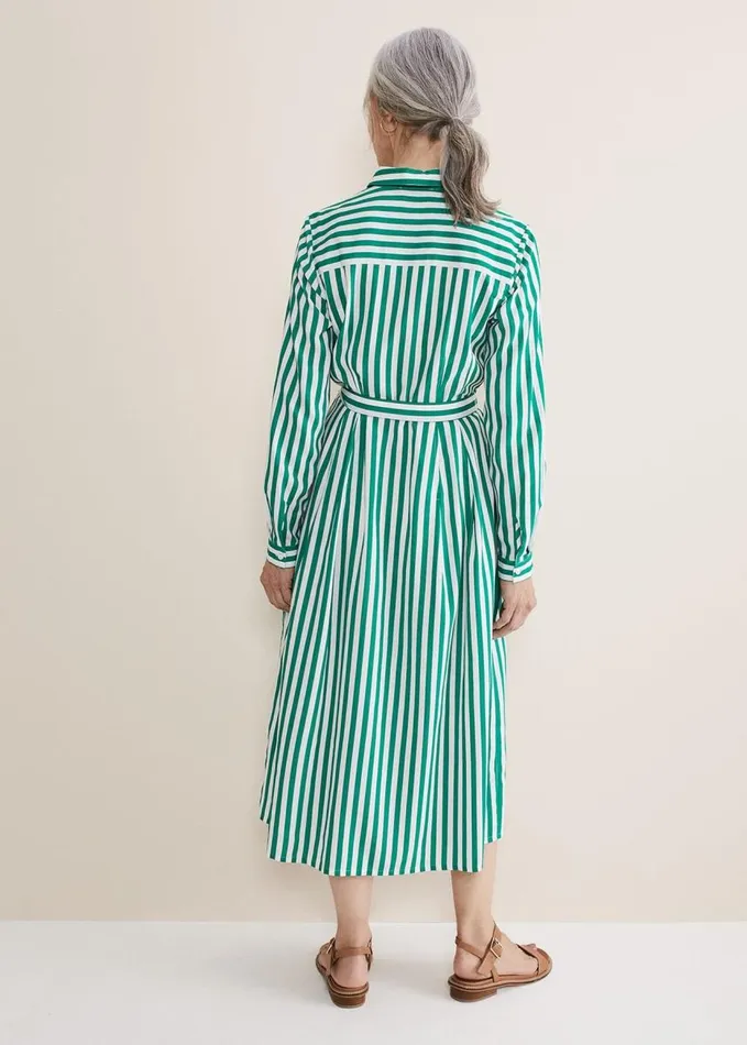 Phase Eight Ida Stripe Shirt Midi Dress Green Women Dresses