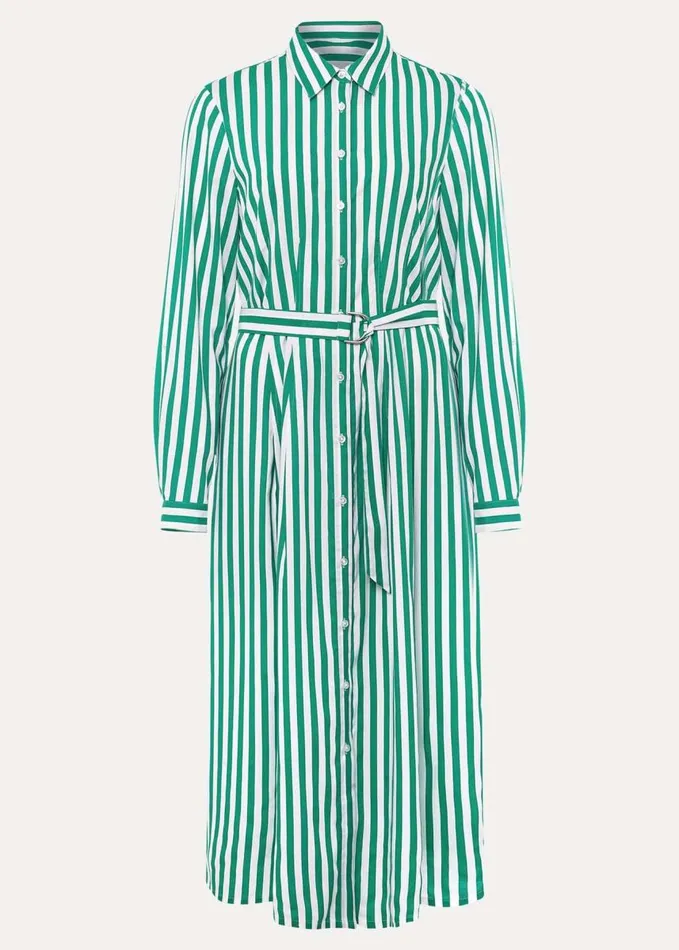 Phase Eight Ida Stripe Shirt Midi Dress Green Women Dresses