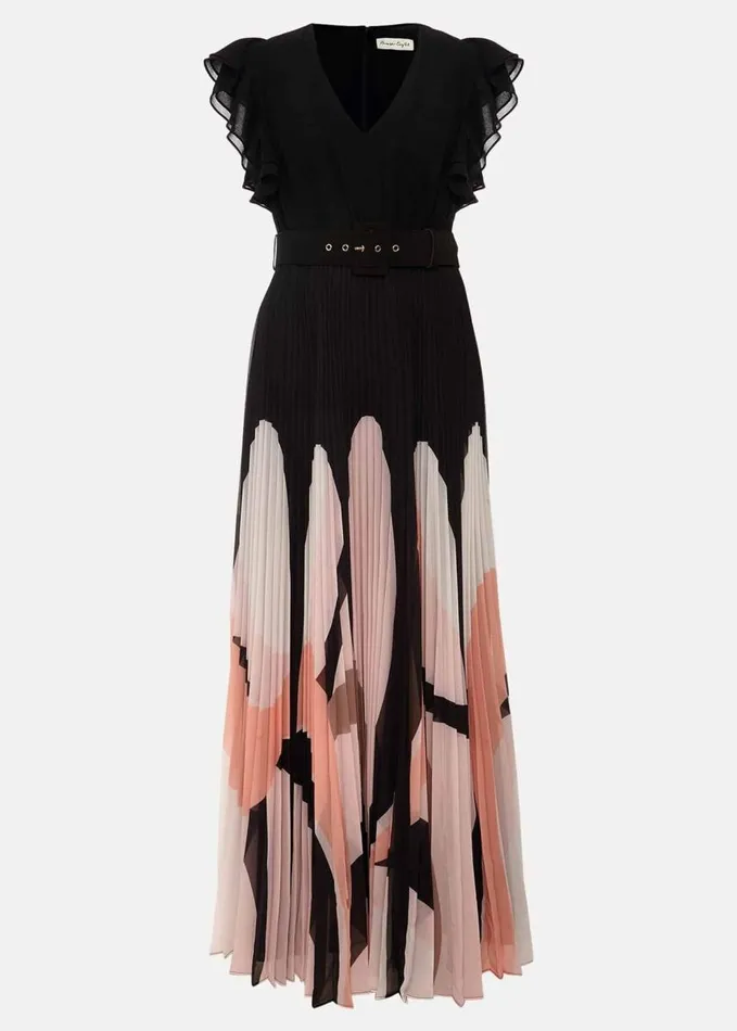 Phase Eight Isla Printed Skirt Ruffle Top Maxi Dress Multicoloured Women Dresses