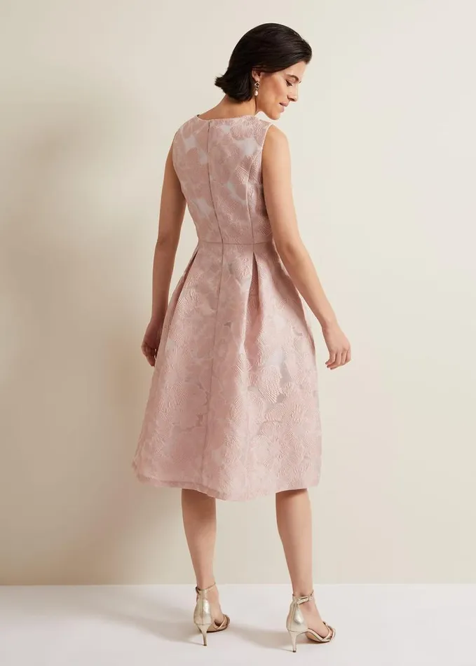 Phase Eight Jacesta Jacquard Fit And Flare Dress Pale Pink Women Dresses