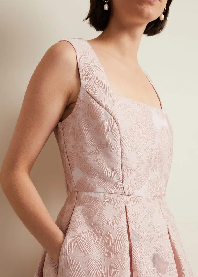 Phase Eight Jacesta Jacquard Fit And Flare Dress Pale Pink Women Dresses