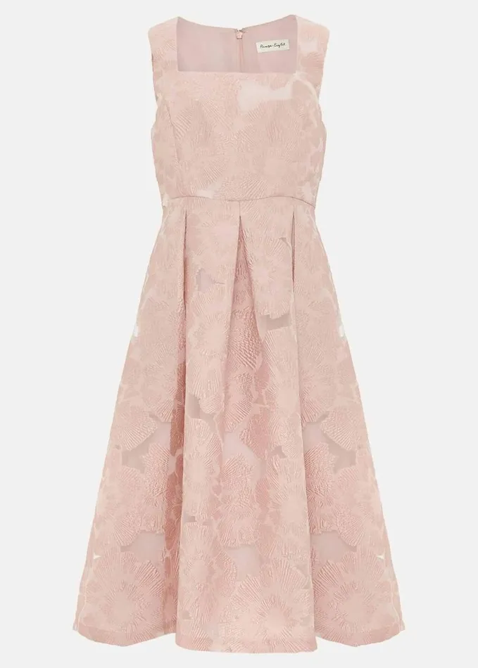 Phase Eight Jacesta Jacquard Fit And Flare Dress Pale Pink Women Dresses