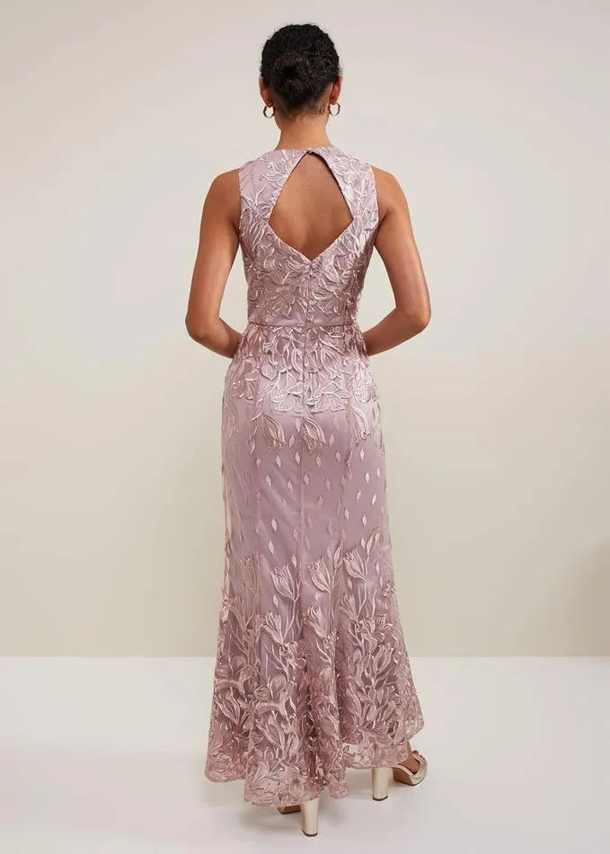 Phase Eight Jaclyn Embroidered Maxi Dress Pale Pink Women Dresses