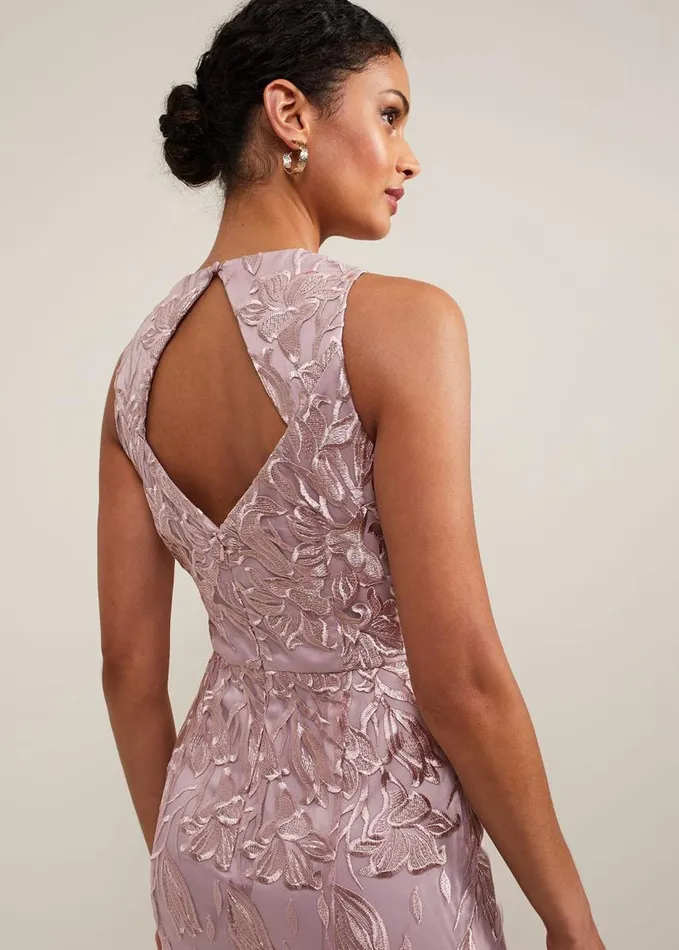 Phase Eight Jaclyn Embroidered Maxi Dress Pale Pink Women Dresses