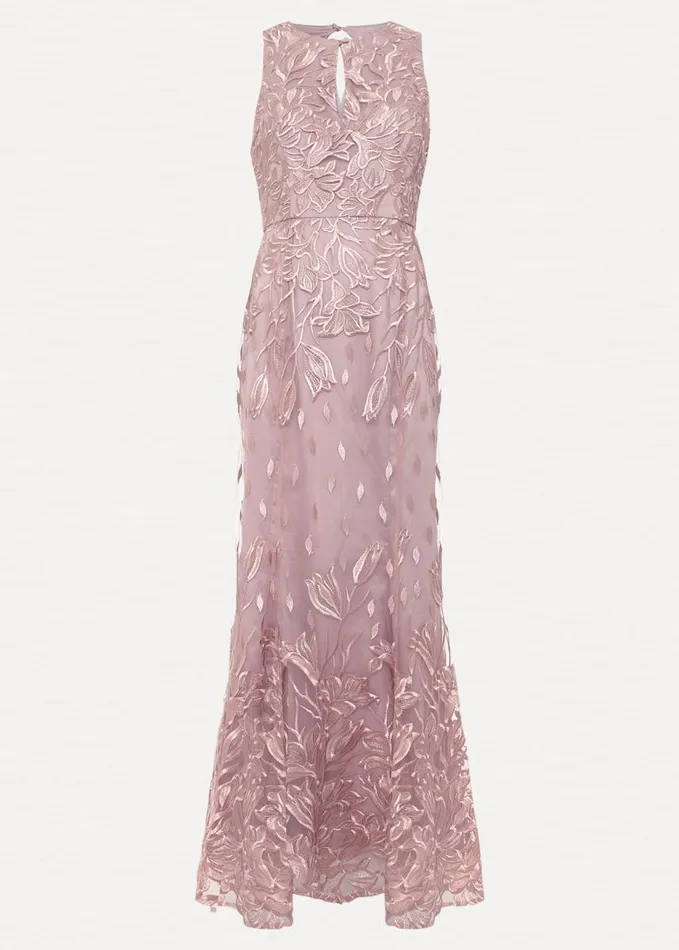 Phase Eight Jaclyn Embroidered Maxi Dress Pale Pink Women Dresses