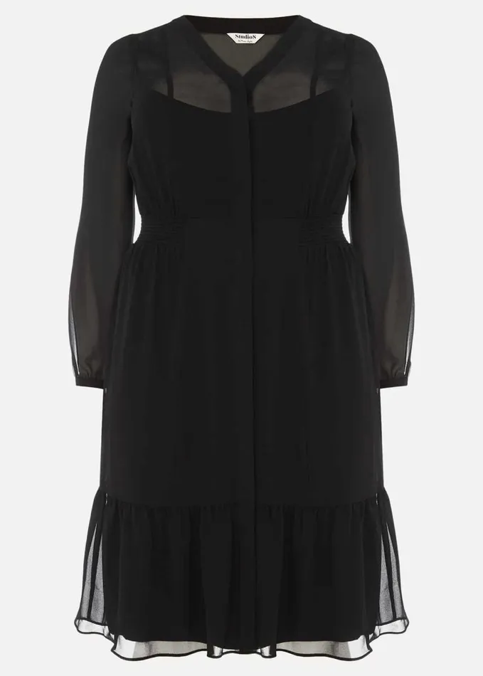 Phase Eight Jamie Peplum Dress Black Women Dresses
