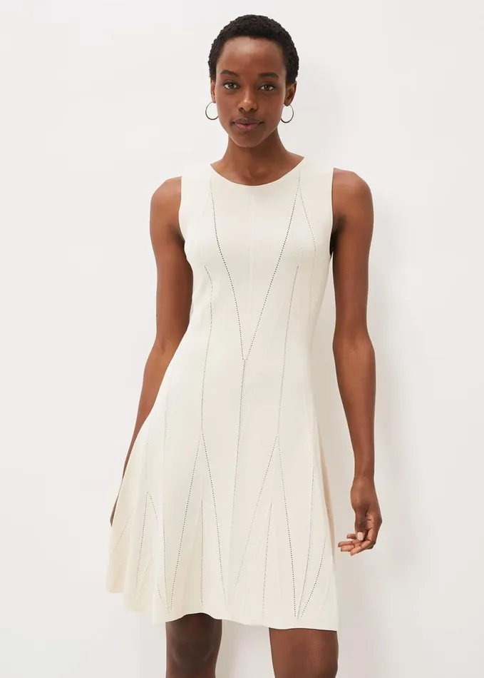 Phase Eight Jaya Stitch Detail Dress Buttermilk Women Dresses