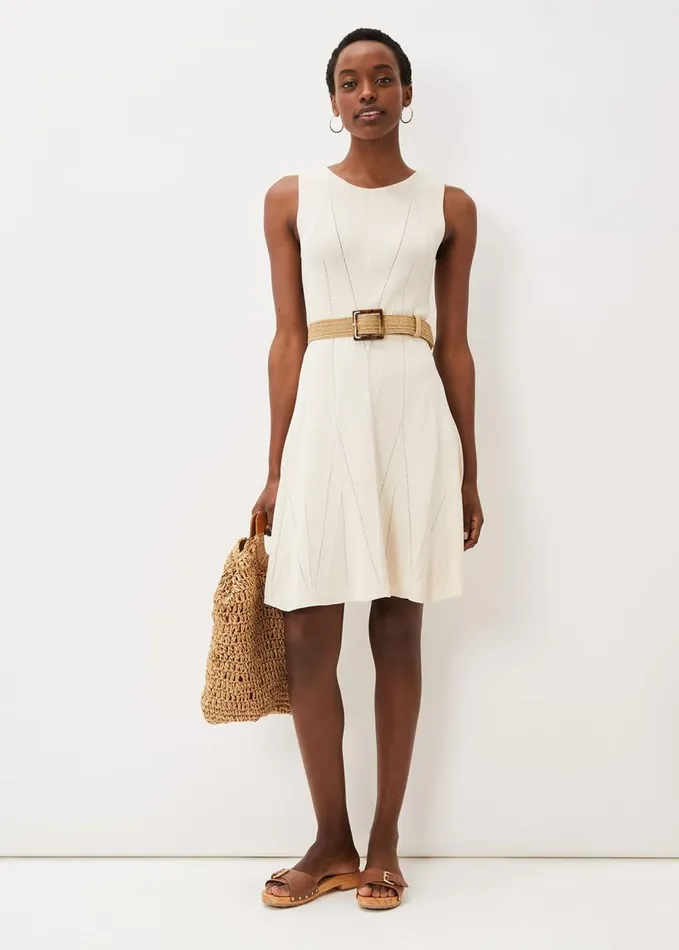 Phase Eight Jaya Stitch Detail Dress Buttermilk Women Dresses