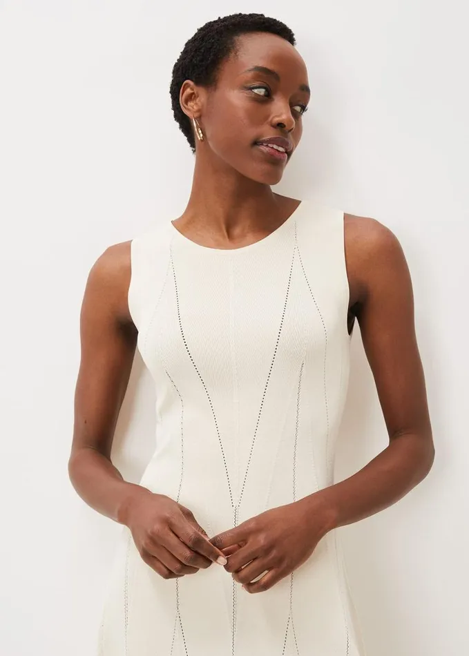 Phase Eight Jaya Stitch Detail Dress Buttermilk Women Dresses