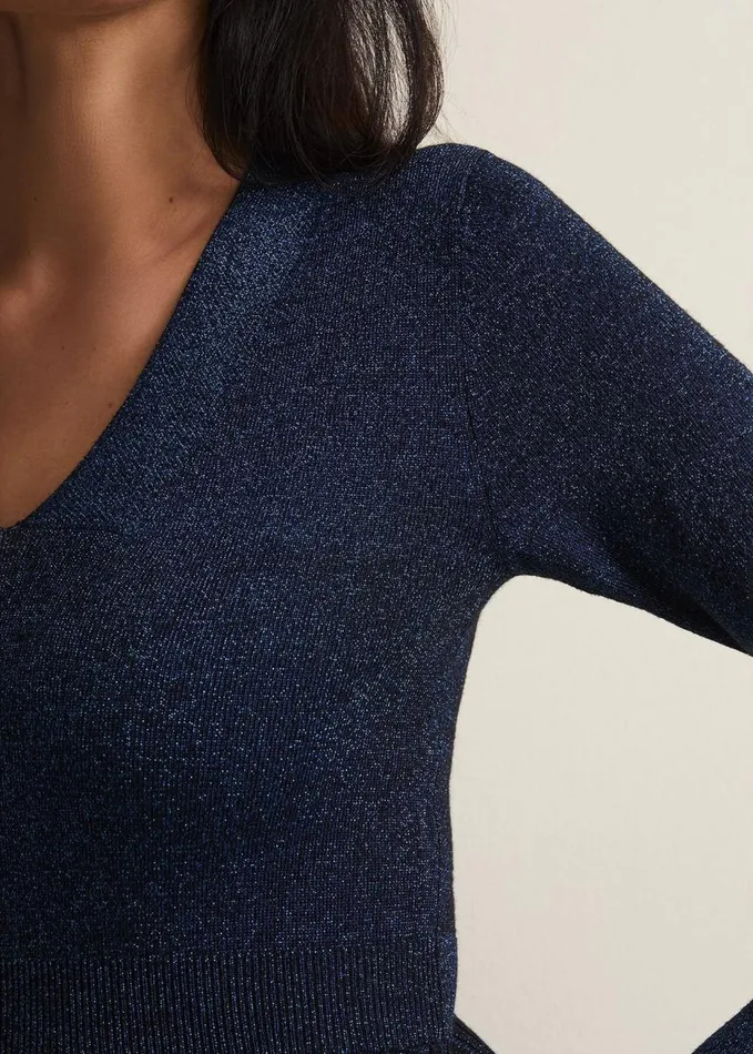 Phase Eight Jessamin Shimmer Knitted Midi Dress Blue Women Dresses
