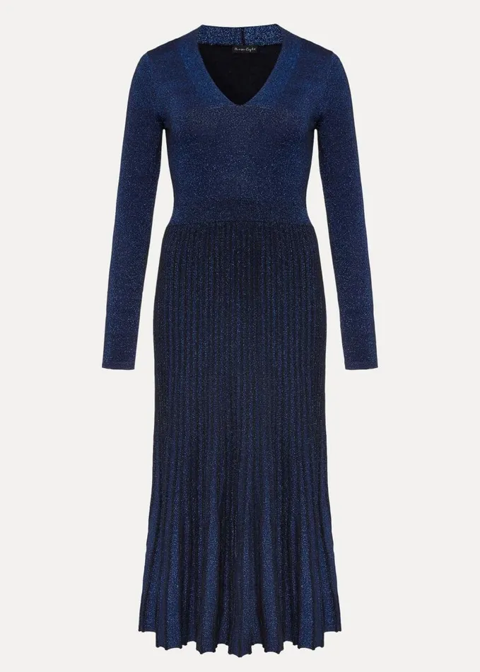 Phase Eight Jessamin Shimmer Knitted Midi Dress Blue Women Dresses