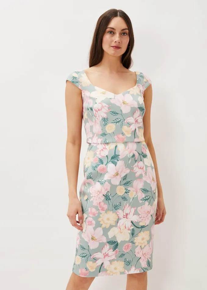 Phase Eight Jessia Floral Scuba Dress Sagemulti Women Dresses