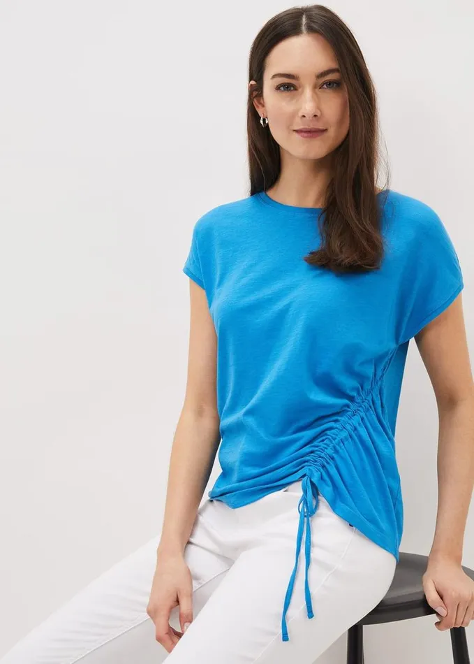 Phase Eight Jinny Drawstring Hem Top Bright Blue Women Tops and TShirts