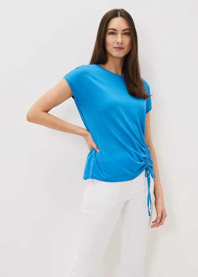 Phase Eight Jinny Drawstring Hem Top Bright Blue Women Tops and TShirts