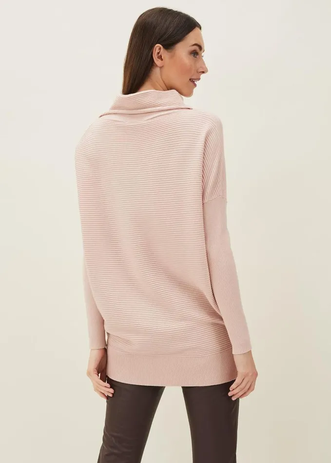 Phase Eight Jocelin Textured Roll Neck Jumper Pale Pink Women Knitwear