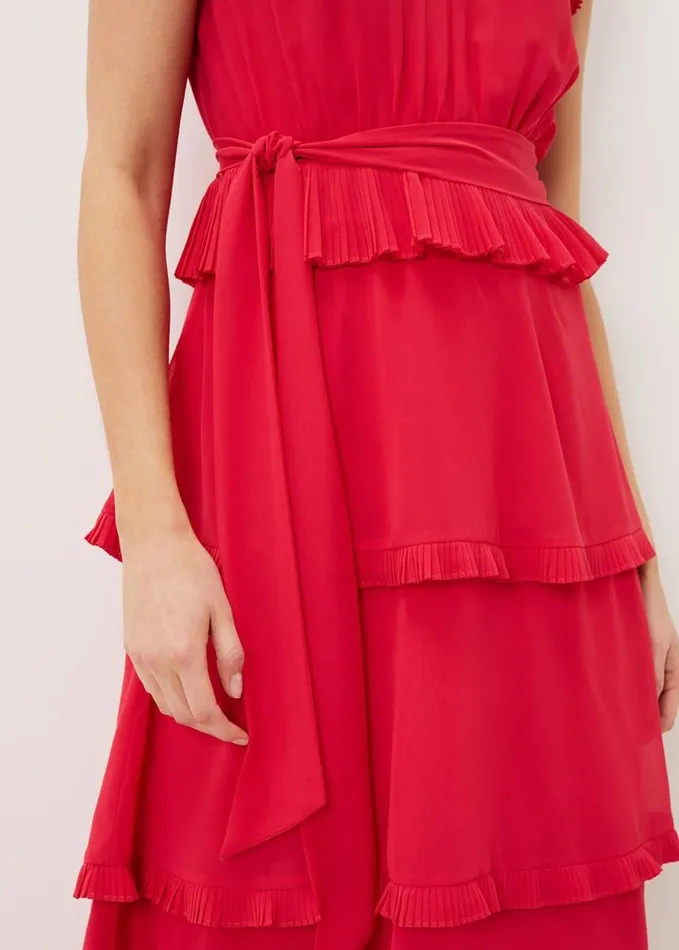 Phase Eight Josephina Tiered Midi Dress Lipstick Women Dresses