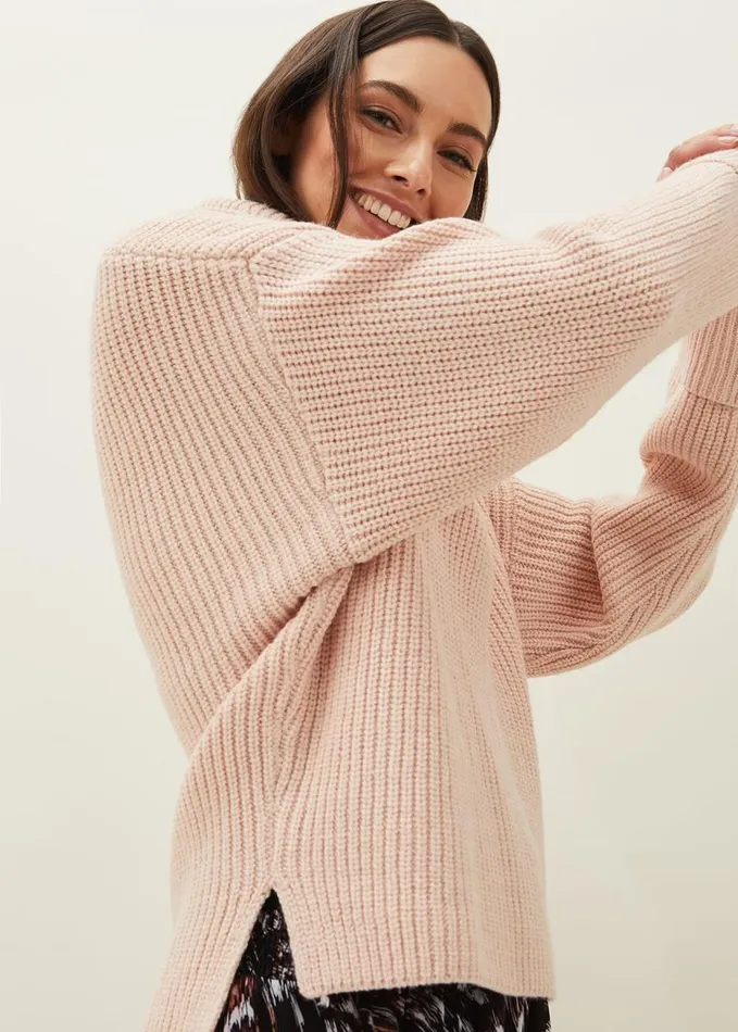 Phase Eight Karine Chunky Roll Neck Jumper Pale Pink Women Knitwear