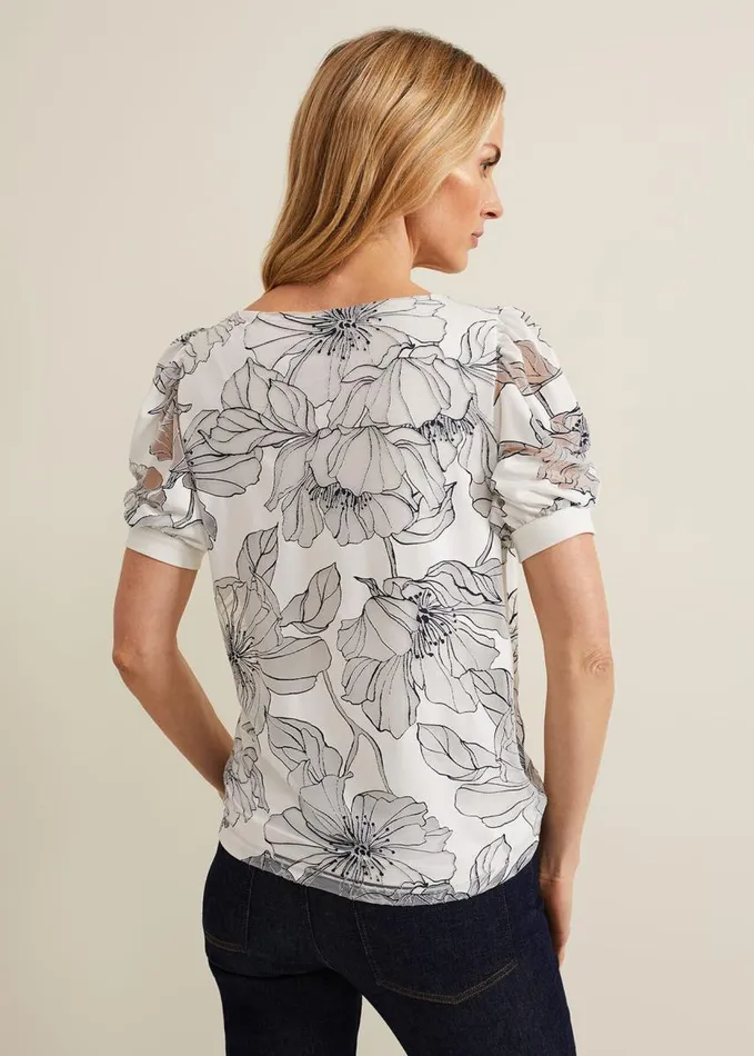 Phase Eight Kelly Floral Burnout Top Ivory Women Tops and TShirts