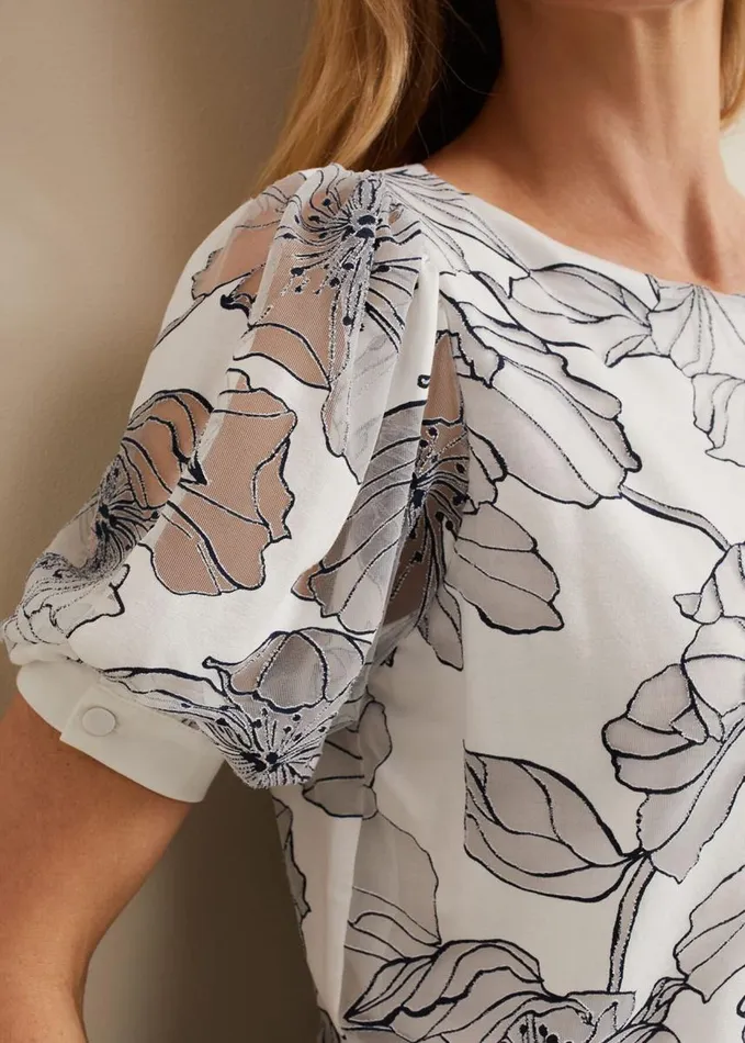 Phase Eight Kelly Floral Burnout Top Ivory Women Tops and TShirts