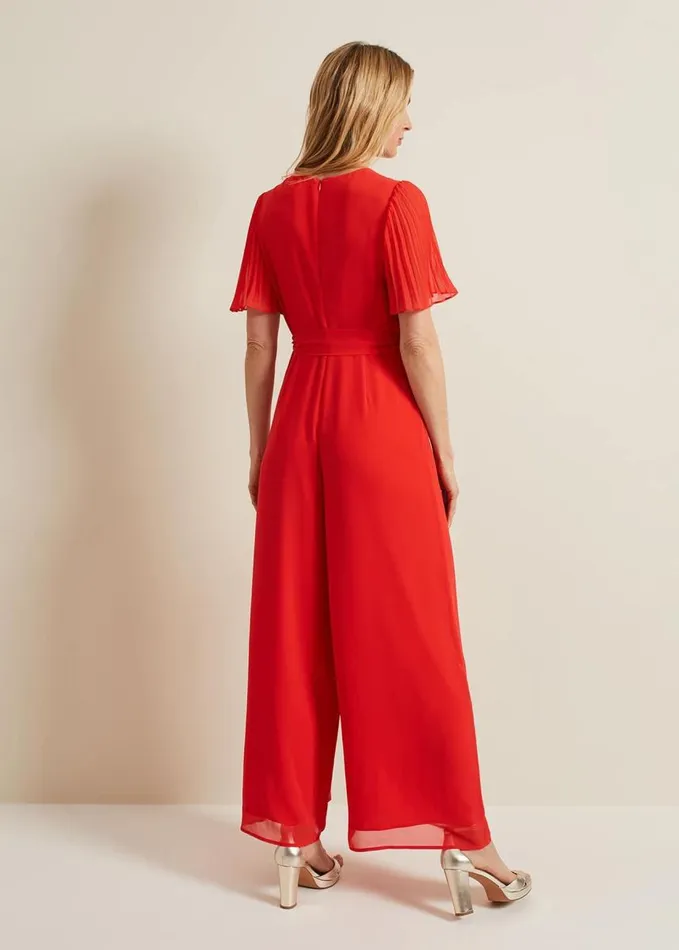 Phase Eight Kendall Pleat Jumpsuit Orange Women Dresses