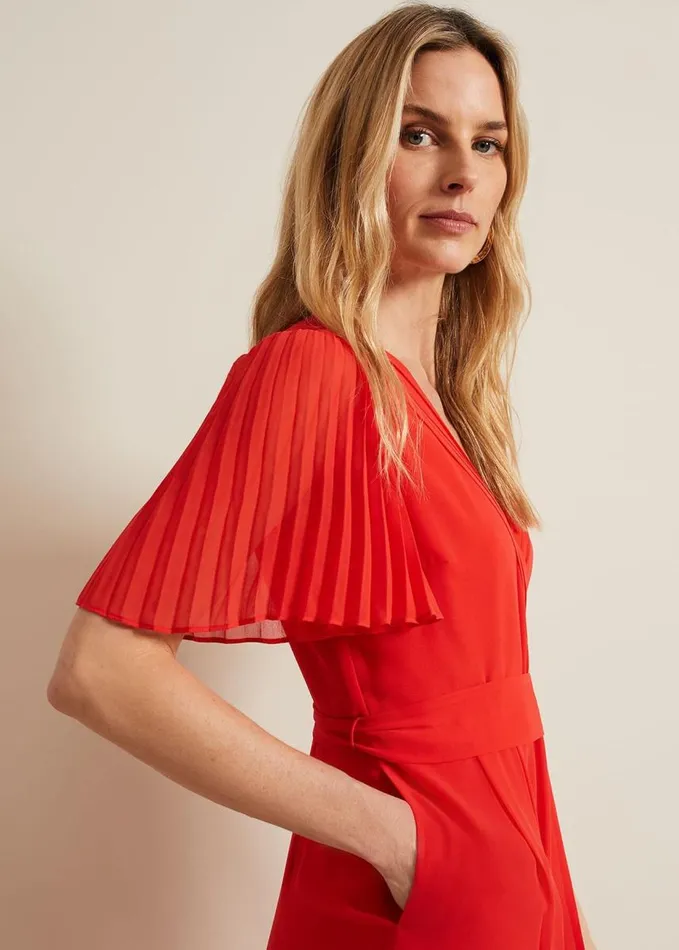 Phase Eight Kendall Pleat Jumpsuit Orange Women Dresses
