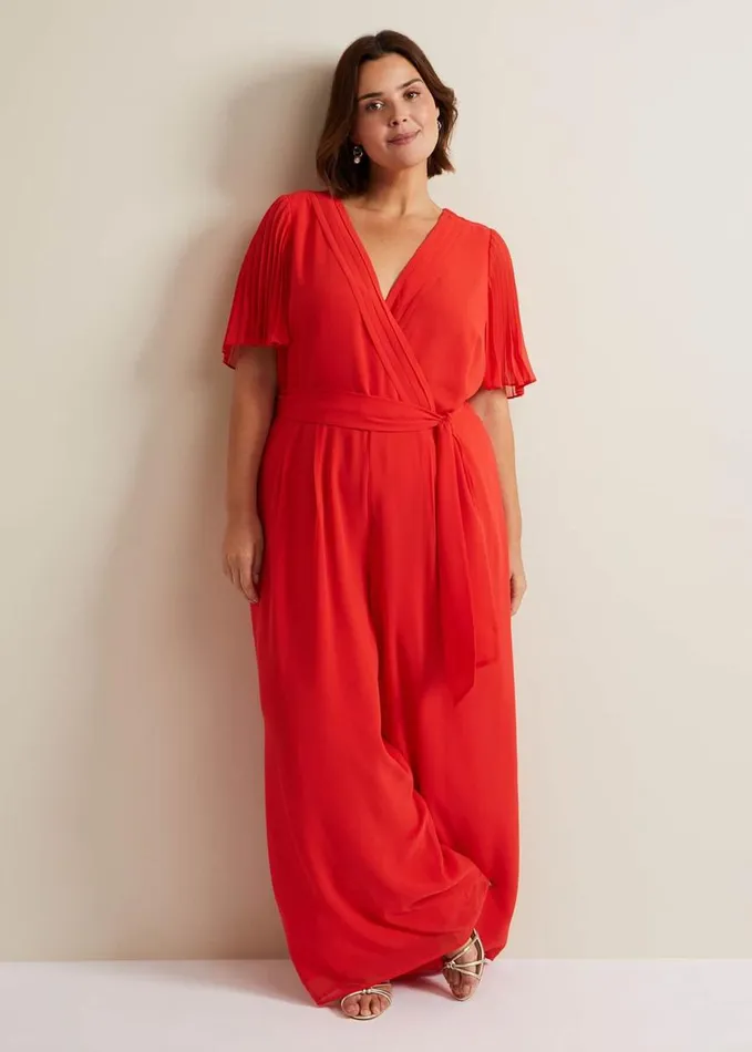 Phase Eight Kendall Pleat Jumpsuit Orange Women Dresses