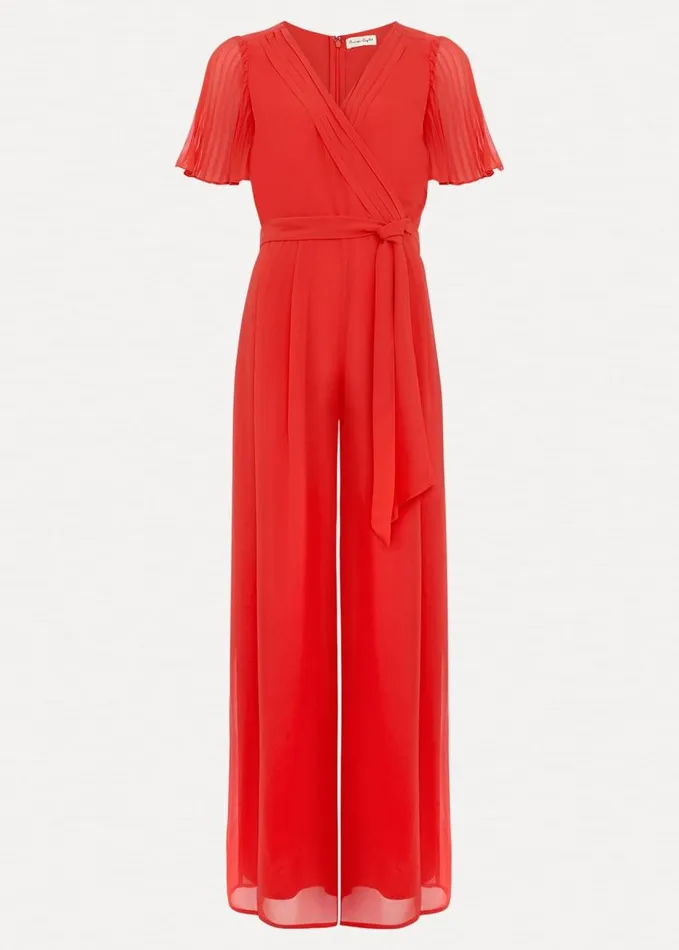 Phase Eight Kendall Pleat Jumpsuit Orange Women Dresses