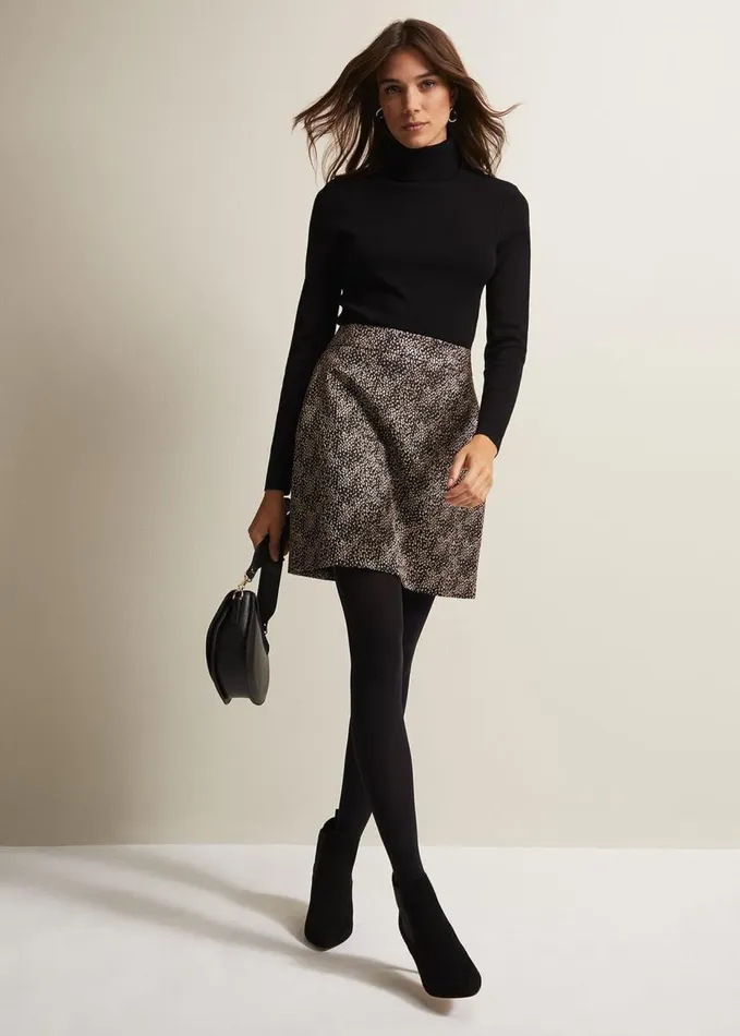 Phase Eight Kilah Jacquard Mini Skirt Gold Women Skirts
