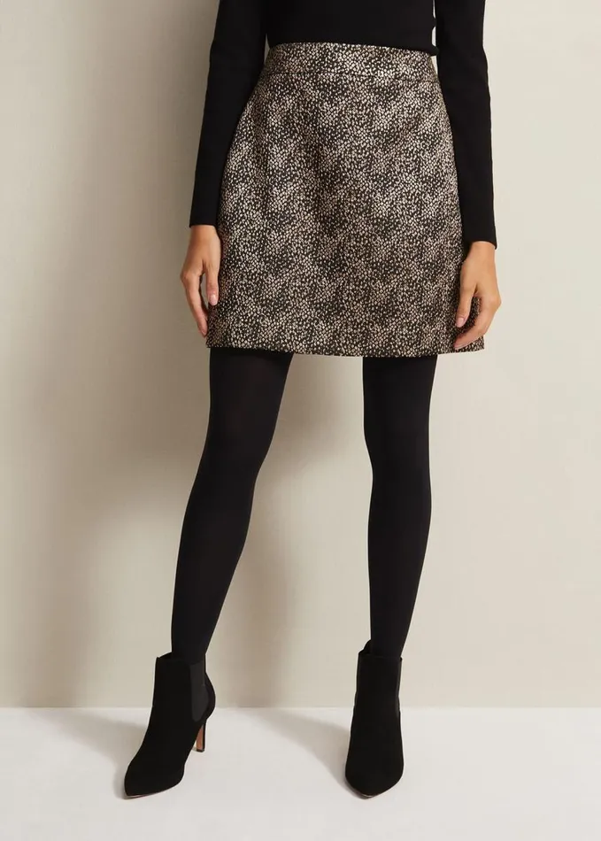 Phase Eight Kilah Jacquard Mini Skirt Gold Women Skirts