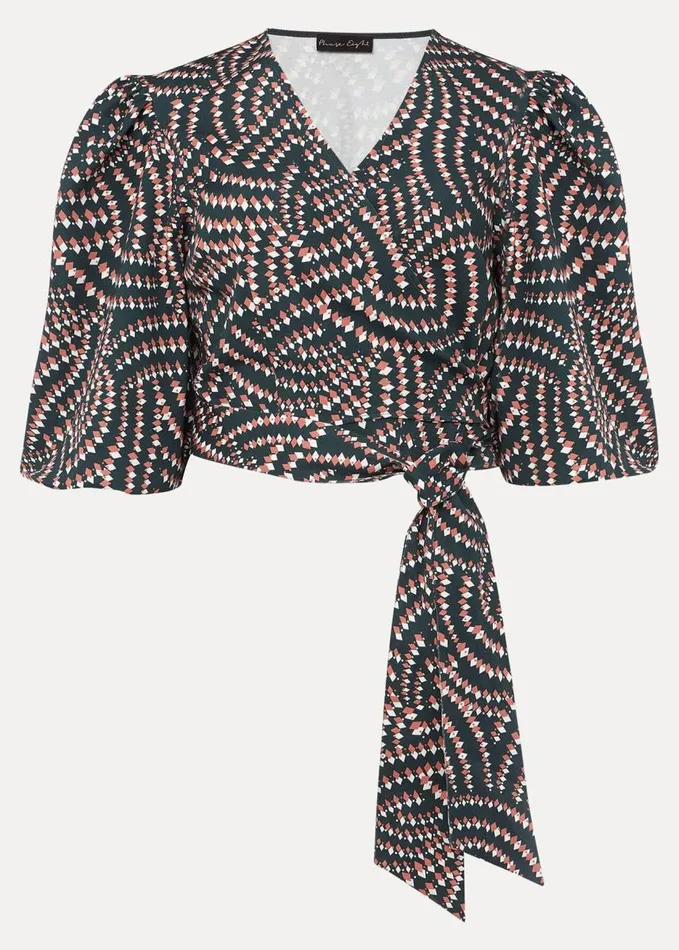 Phase Eight Kiri CoOrd Geo Metric Blouse Ocean Coral Women Shirts and Blouses
