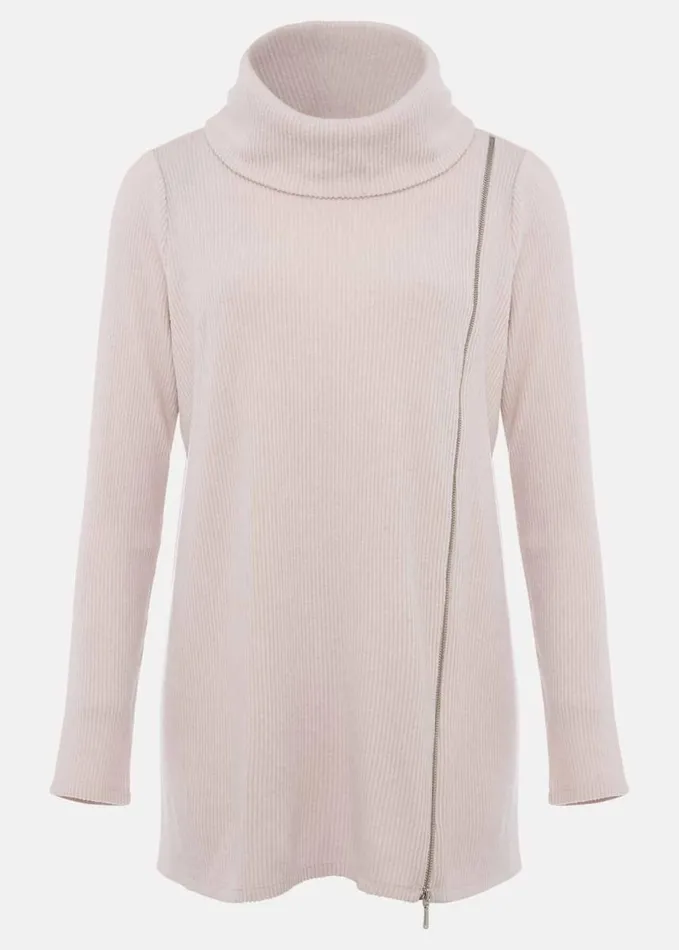 Phase Eight Klara Longline Zip Detail Snuggle Top Pale Pink Women Tops and TShirts
