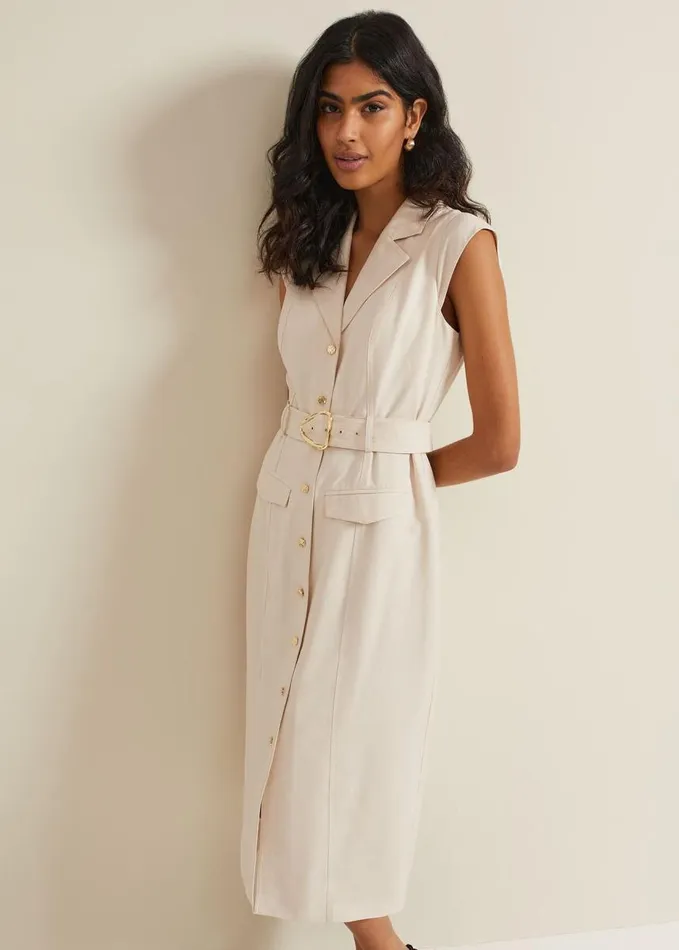 Phase Eight Kristal Utility Midi Dress Cream Women Dresses